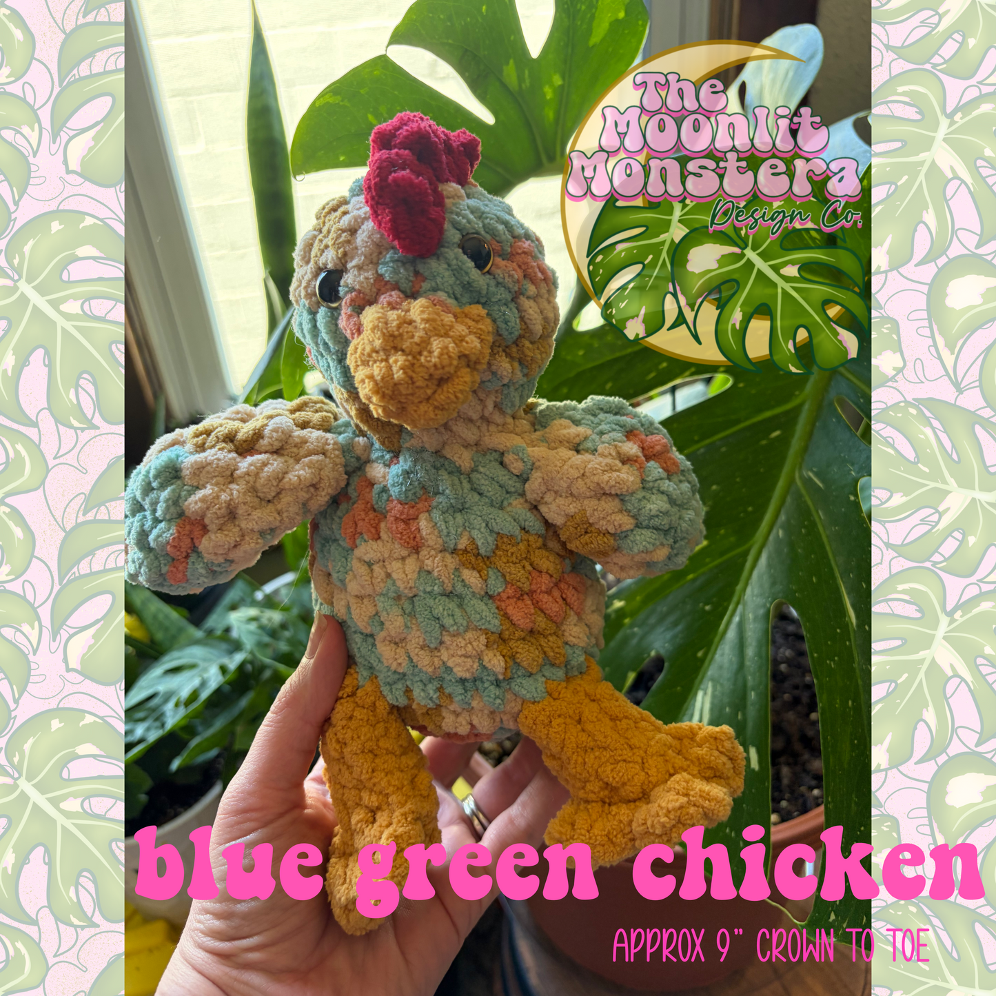 Crochet Blue Green Chicken